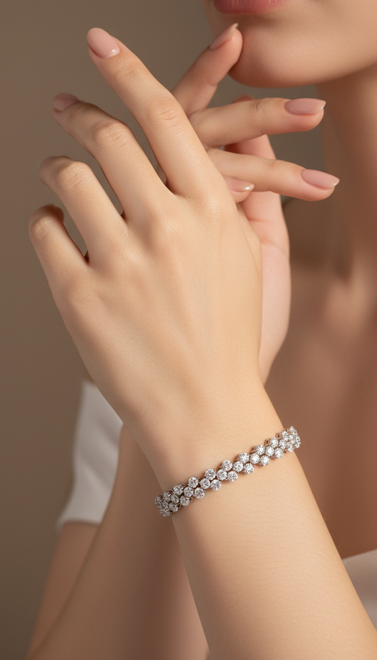 Moissanite Heart Bracelet / 925 Sterling Silver