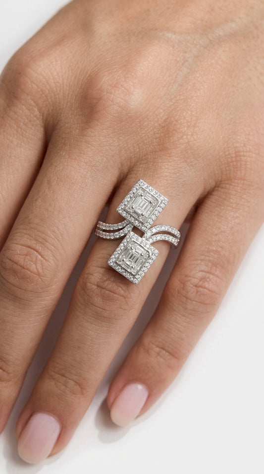 Double Halo Diamond Ring