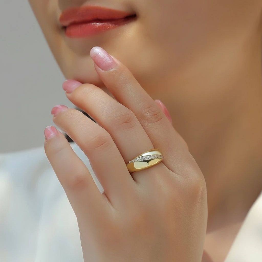 Yellow Gold Moissanite Ring