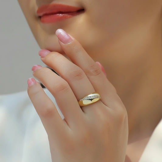 Yellow Gold Moissanite Ring