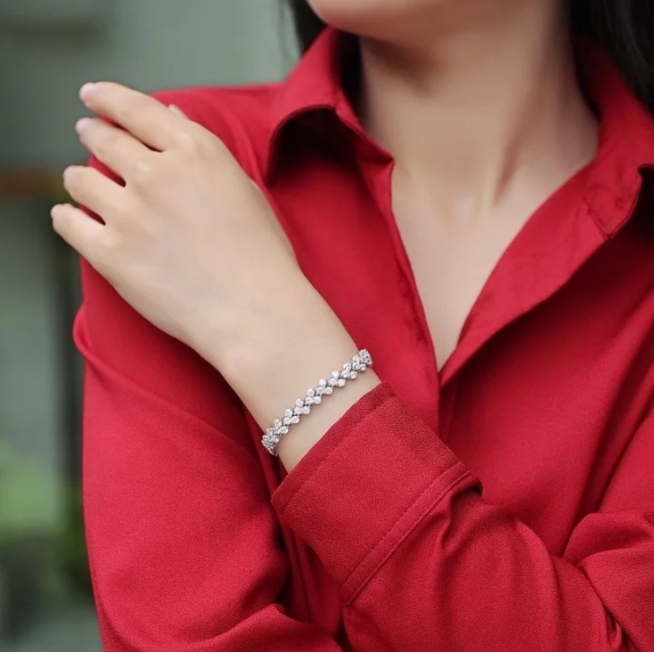 Moissanite Heart Bracelet / 925 Sterling Silver