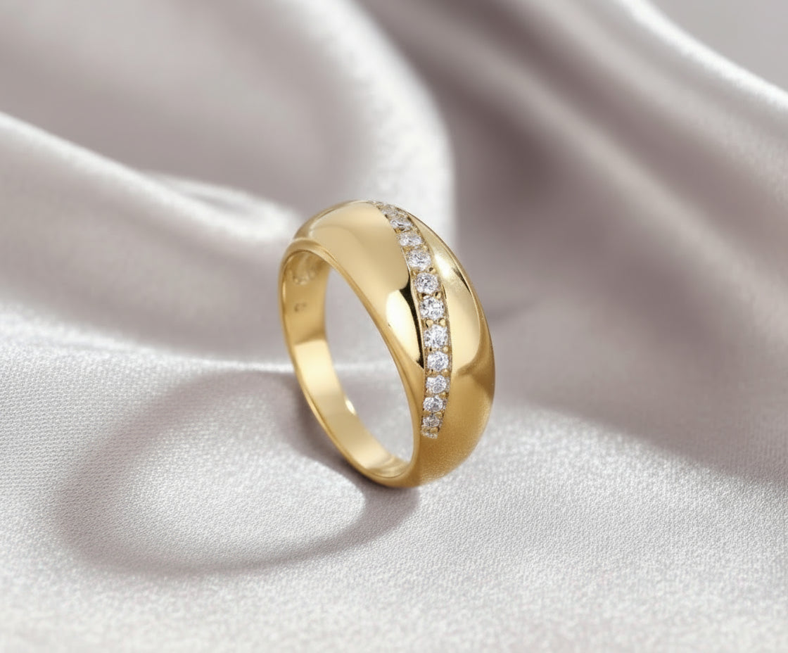 Yellow Gold Moissanite Ring