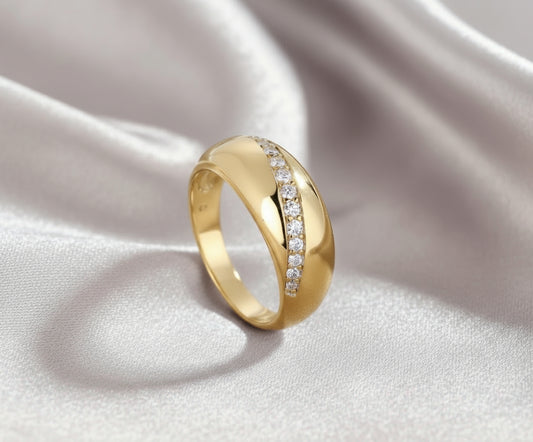 Yellow Gold Moissanite Ring