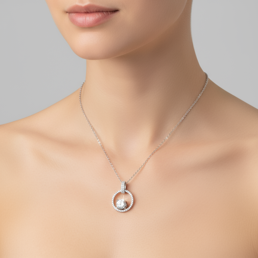 1.0 Ct Moissanite Circle Pendant