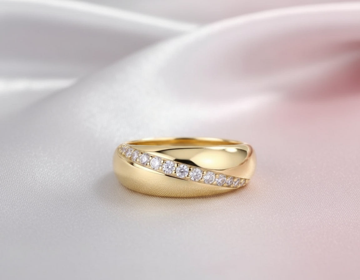 Yellow Gold Moissanite Ring